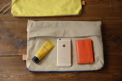 倉敷帆布＊A４サイズのクラッチバッグの外ファスナーポケット