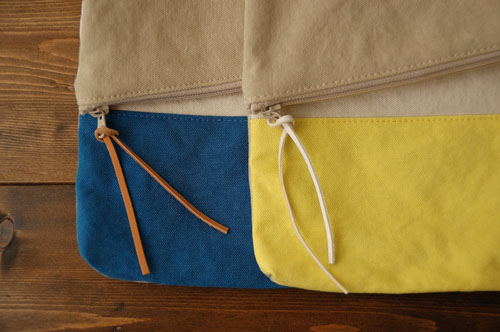 倉敷帆布＊A４サイズのクラッチバッグの革ひも