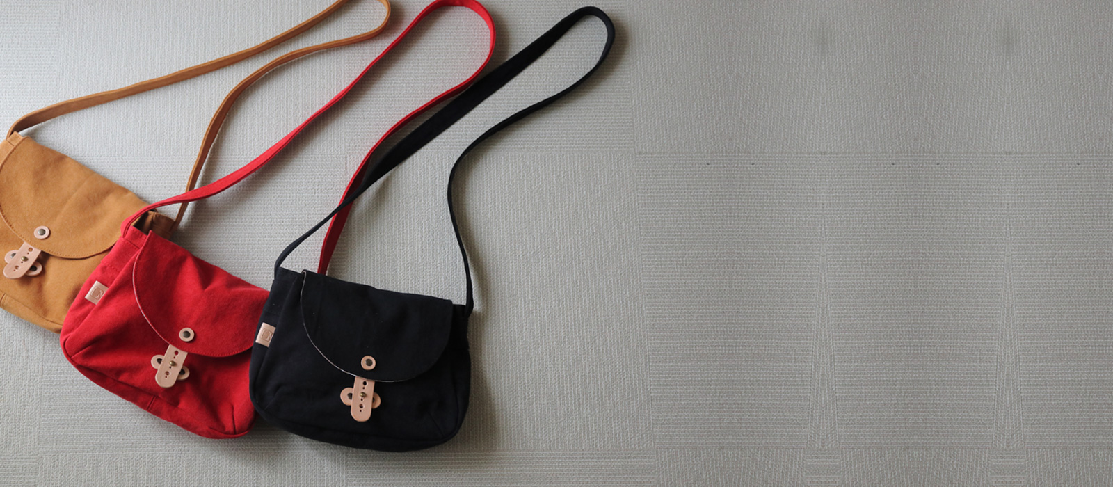 軽量 本革ギボシ留め ミニショルダーバッグ＜全３色＊倉敷帆布使用＞