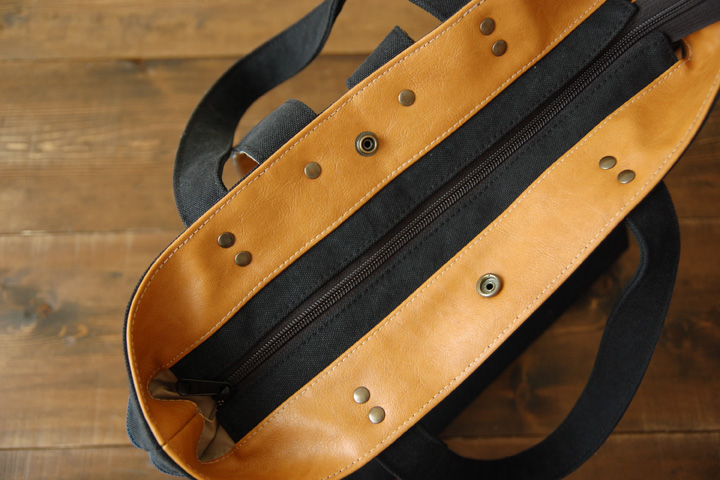 倉敷帆布トート型リュックの蓋部説明