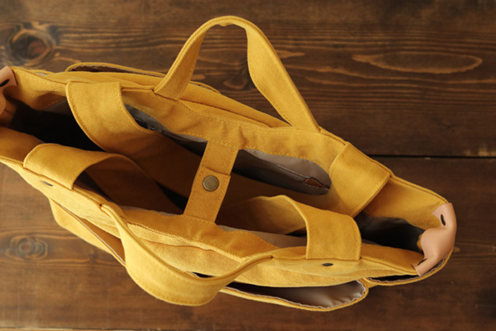 倉敷帆布多ポケット2Way肩掛けトートバッグの手持ち使用時の仕様